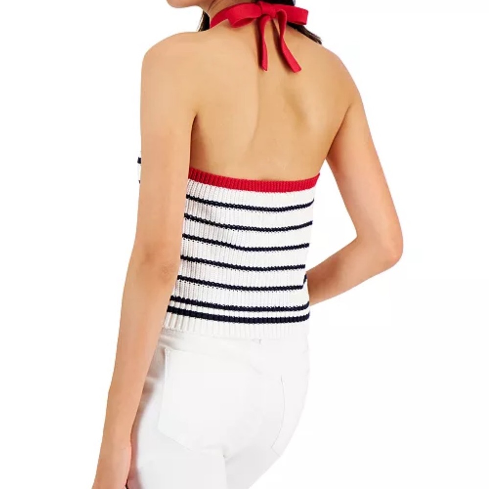 Tommy Hilfiger Chunky Knit Halter Top in Red White & Blue - Trendy Y2K - Picture 2 of 14
